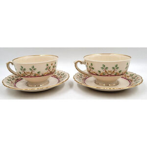 Syracuse Pendleton Federal Footed Cup And Saucer Gold Trim 1949 - 1966 Lot of 2